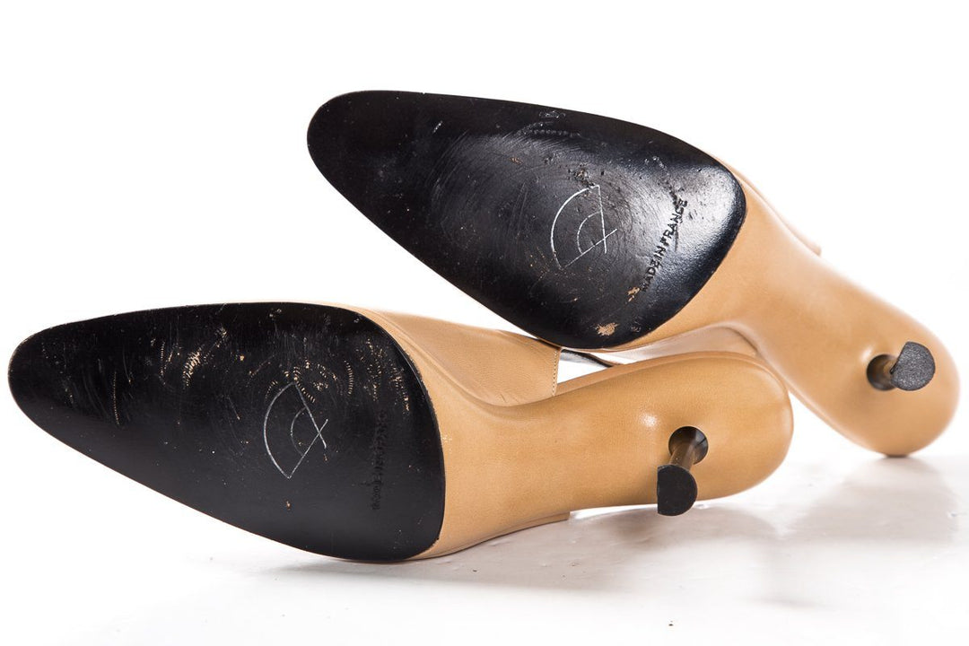 Lagerfeld Tan Round Toe Leather Slingback Pumps SZ 7 Sale