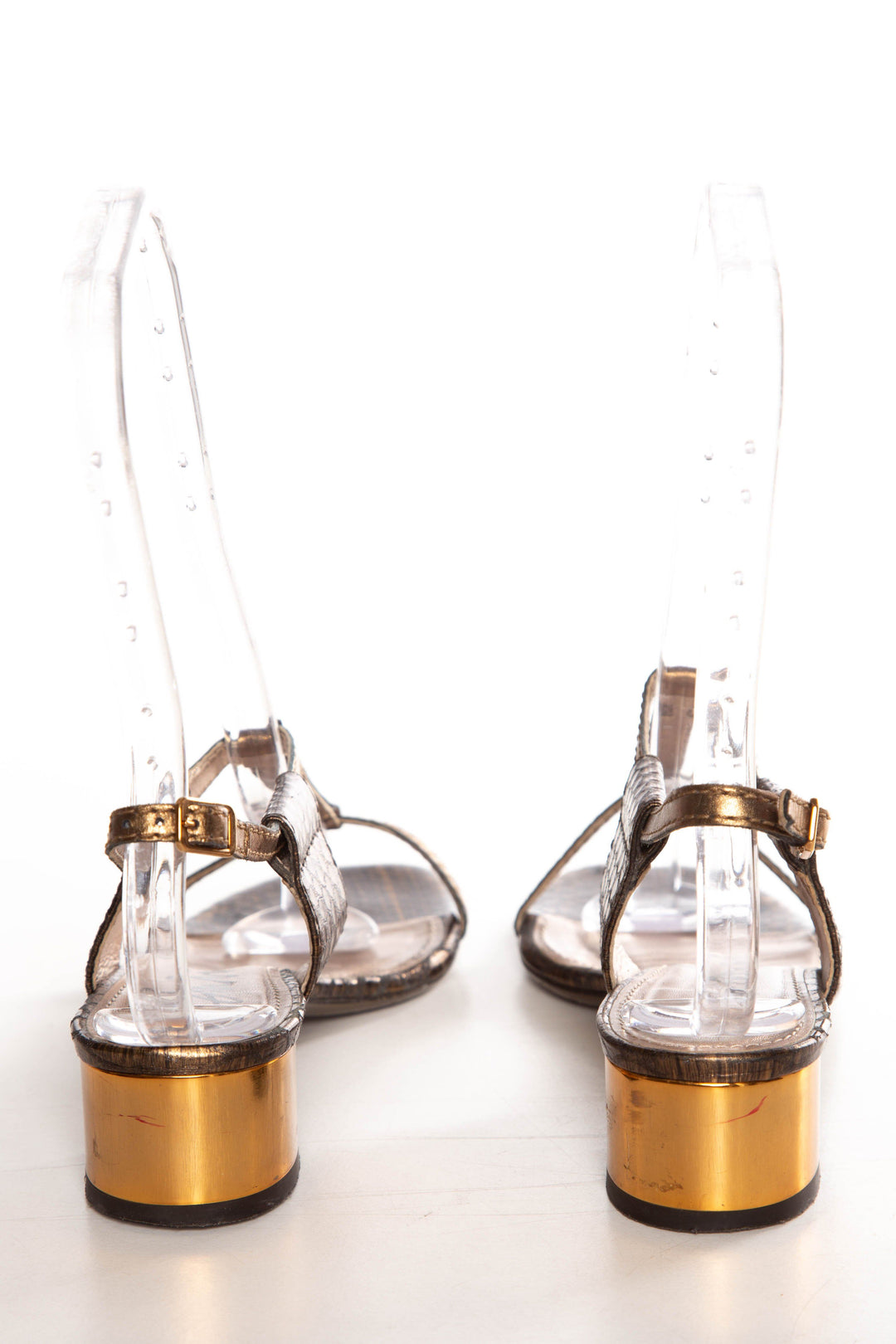 Lanvin Bronze Python Skin Ankle Strap Sandals SZ 35