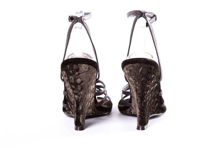 Linea Paolo Black Embossed Velvet Wedge SZ 8.5 Sale