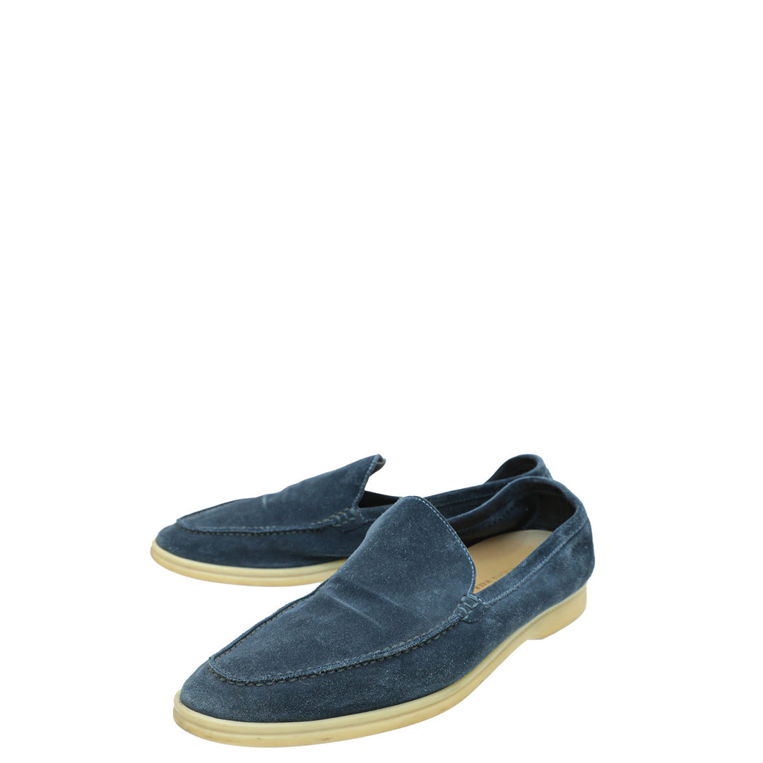 Loro Piana Racing Blue Summer Walk Loafers 42.5