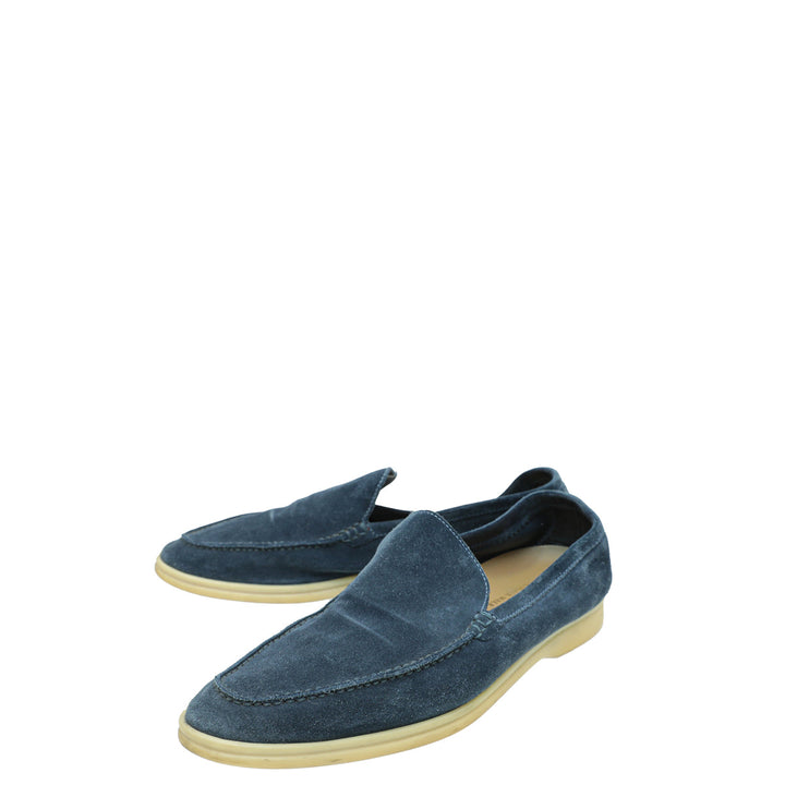 Loro Piana Racing Blue Summer Walk Loafers 42.5