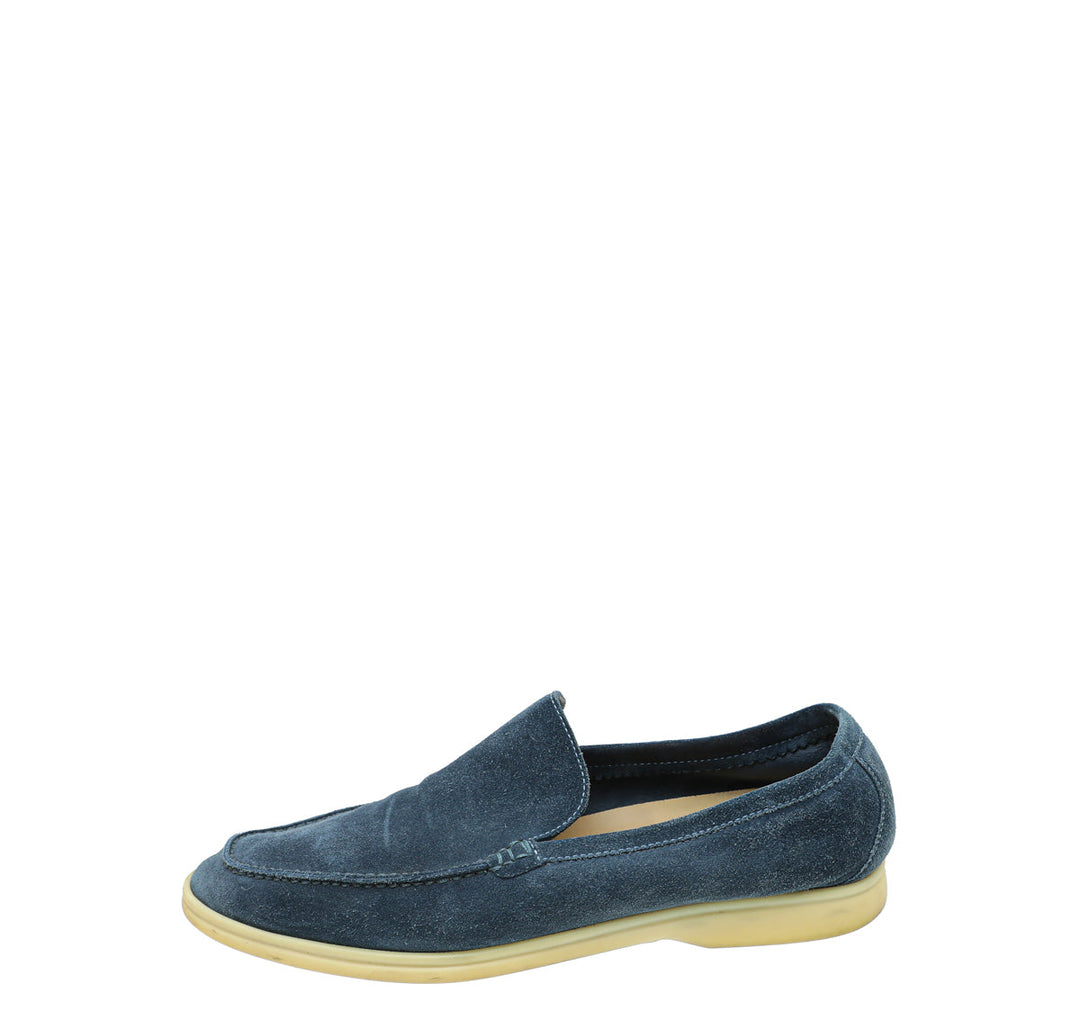 Loro Piana Racing Blue Summer Walk Loafers 42.5