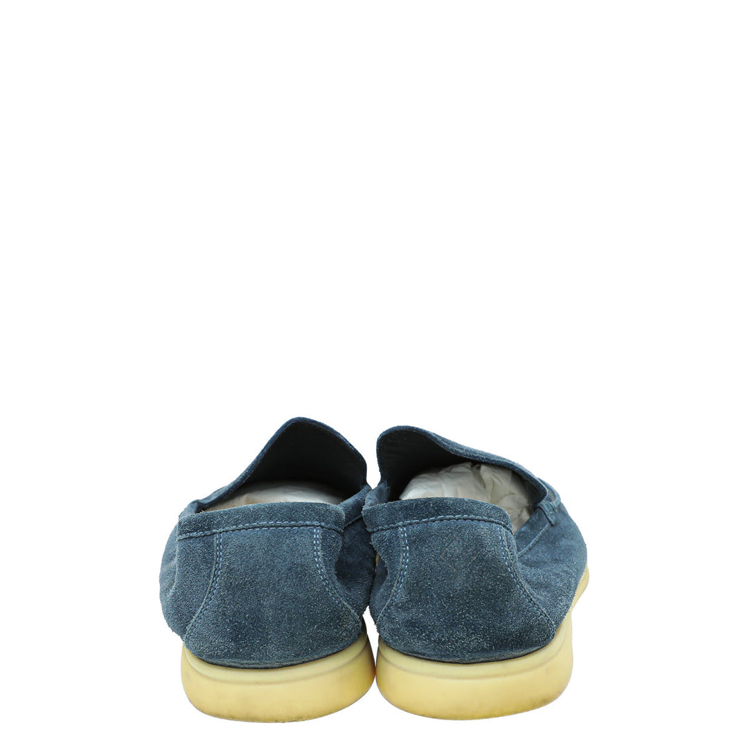 Loro Piana Racing Blue Summer Walk Loafers 42.5