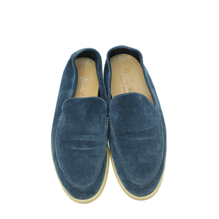 Loro Piana Racing Blue Summer Walk Loafers 42.5