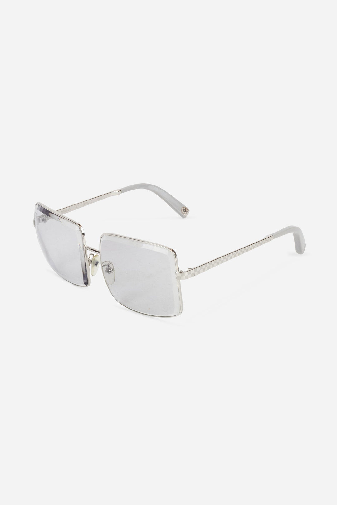 Clear Damier Wire Frame Square Sunglasses