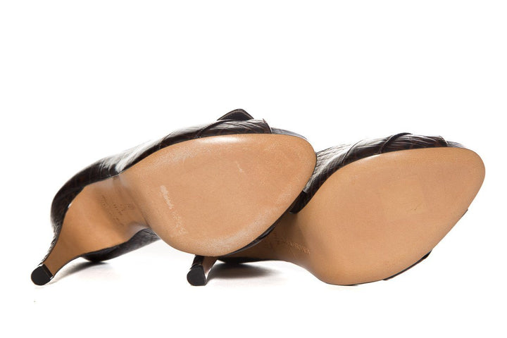 Luciano Padovan Brown Embossed Leather Pumps SZ 6.5