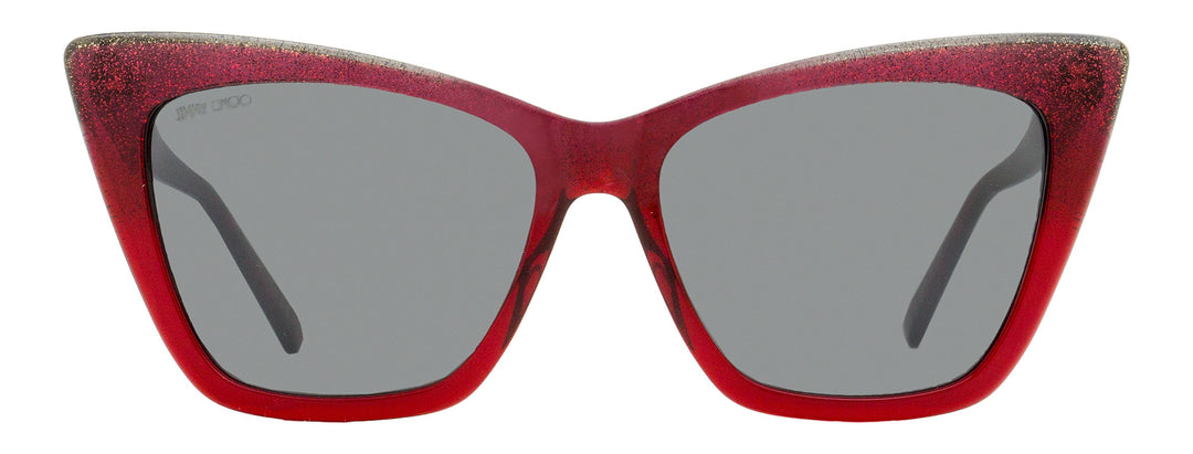 Jimmy Choo Cat Eye Sunglasses Lucine DXLT4 Red Glitter 55mm