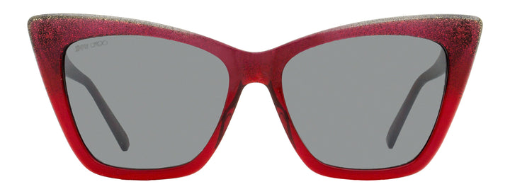 Jimmy Choo Cat Eye Sunglasses Lucine DXLT4 Red Glitter 55mm