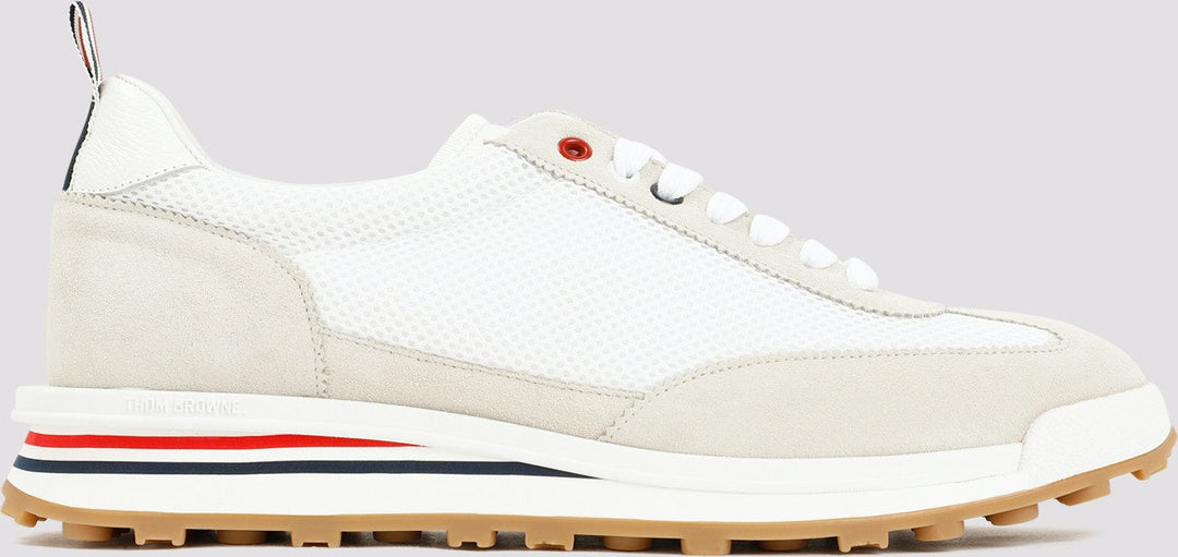 LEATHER AND FABRIC LOW-TOP SNEAKERS