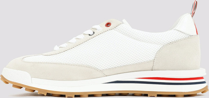 LEATHER AND FABRIC LOW-TOP SNEAKERS