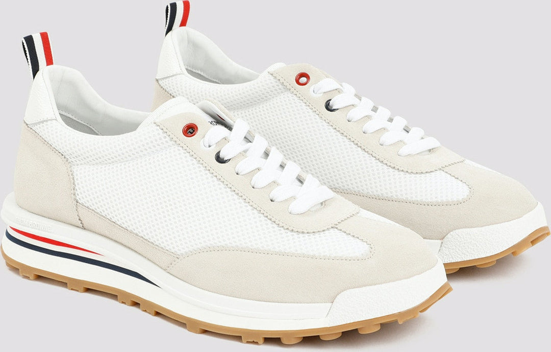 LEATHER AND FABRIC LOW-TOP SNEAKERS