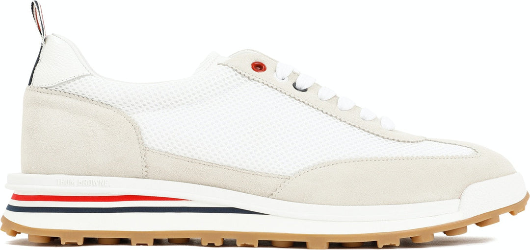 LEATHER AND FABRIC LOW-TOP SNEAKERS