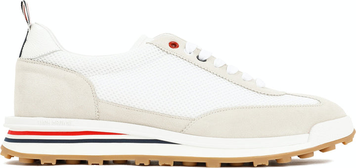 LEATHER AND FABRIC LOW-TOP SNEAKERS