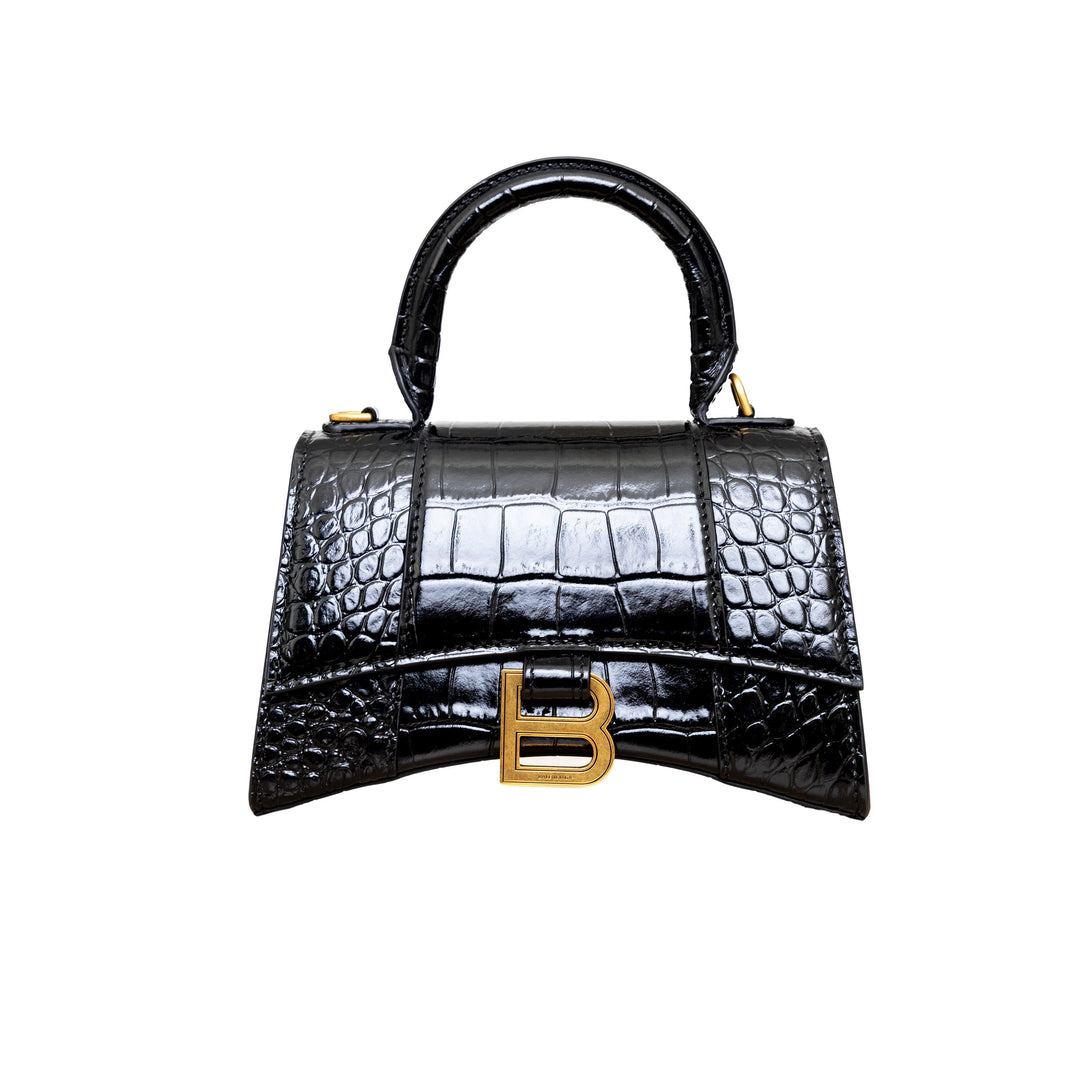 Top Quality Balenciaga Top Quality Balenciaga Crocodile Embossed Hourglass XS Bag