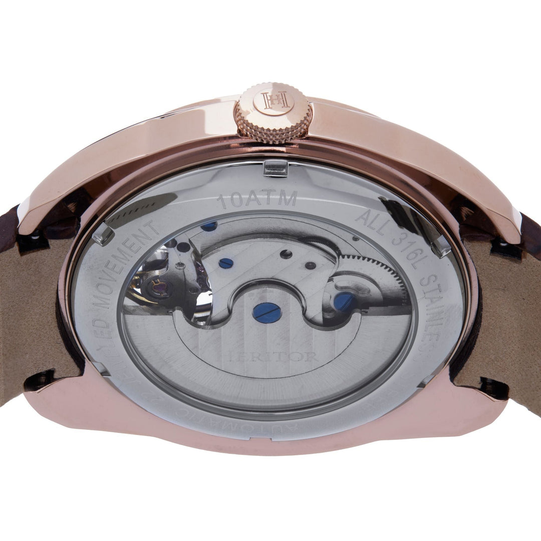 Heritor Automatic Roman Semi-Skeleton Leather-Band Watch
