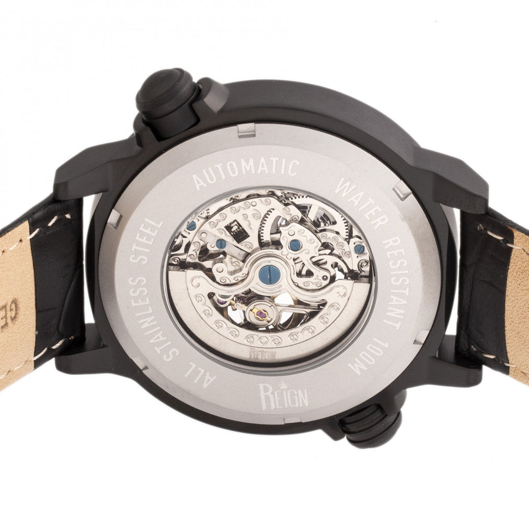 Reign Thanos Automatic Leather-Band Watch - Black/Red