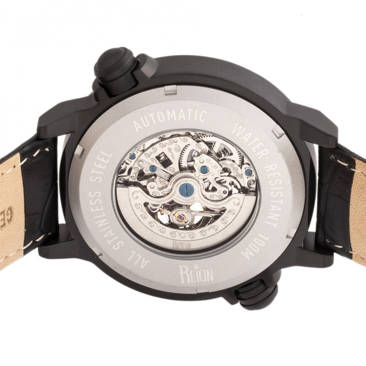 Reign Thanos Automatic Leather-Band Watch - Black/Red