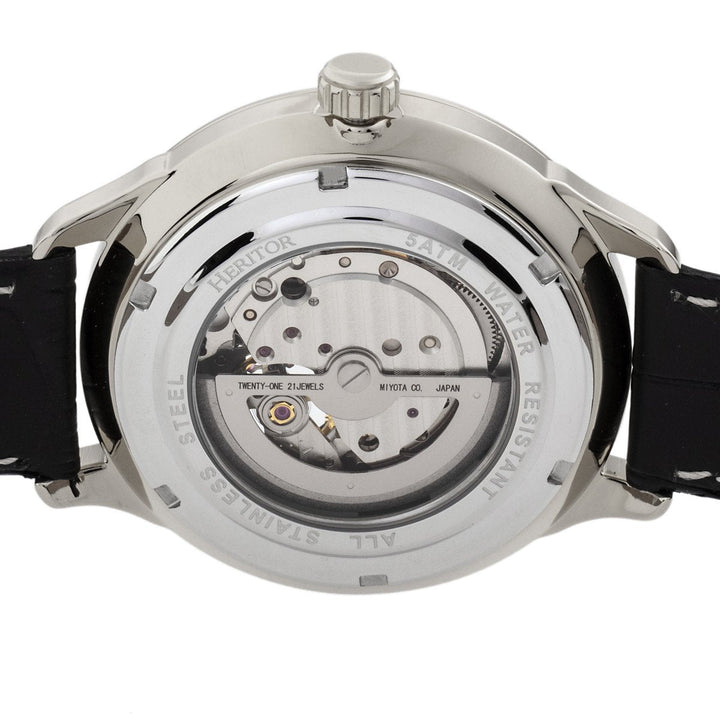 Heritor Automatic Harding Semi-Skeleton Leather-Band Watch