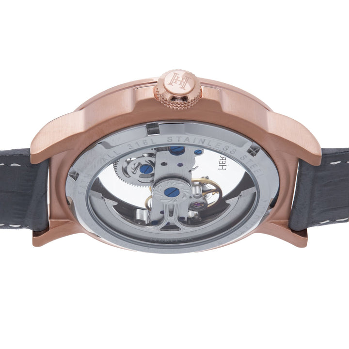 Heritor Automatic Xander Semi-Skeleton Leather-Band Watch