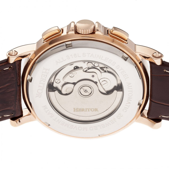 Heritor Automatic Kingsley Leather-Band Watch w/Day/Date