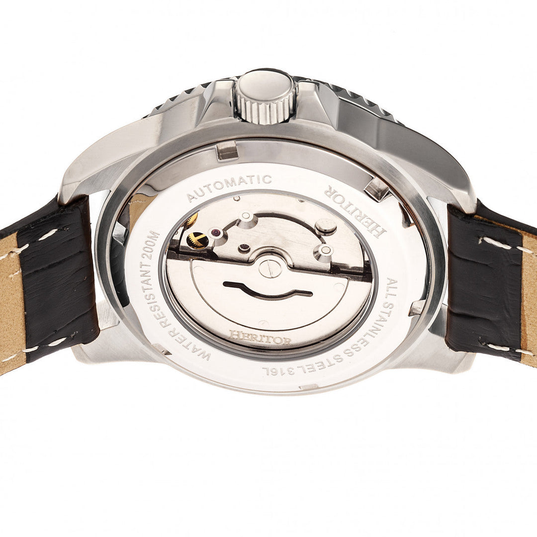 Heritor Automatic Lucius Leather-Band Watch w/Date - Silver/Blue