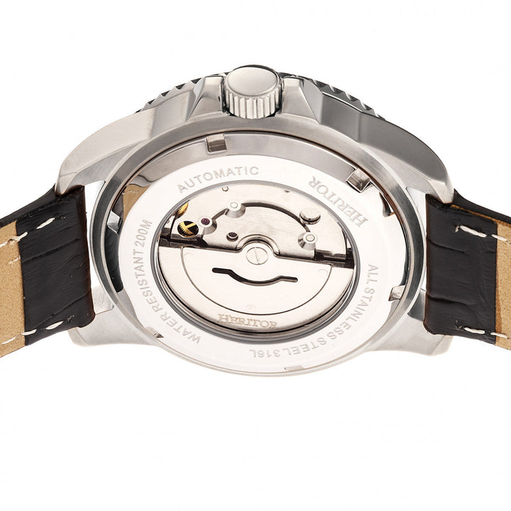 Heritor Automatic Lucius Leather-Band Watch w/Date - Silver/Blue