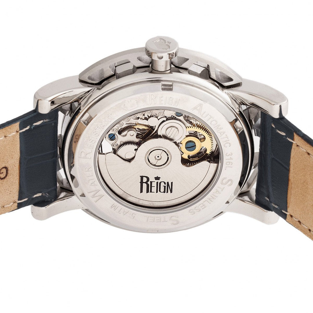 Reign Stavros Automatic Skeleton Leather-Band Watch