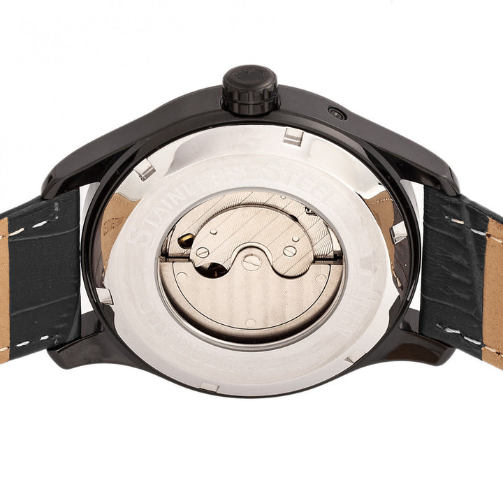 Reign Bhutan Leather-Band Automatic Watch - Black