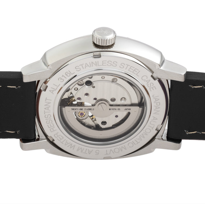 Reign Napoleon Automatic Semi-Skeleton Leather-Band Watch