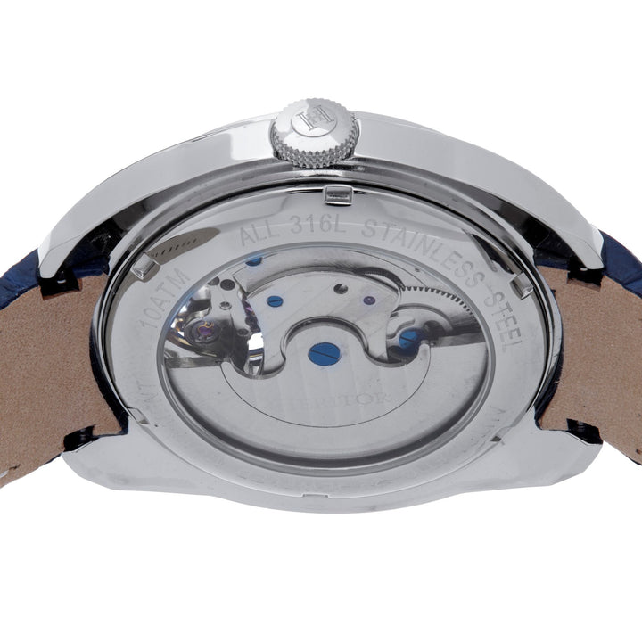 Heritor Automatic Roman Semi-Skeleton Leather-Band Watch