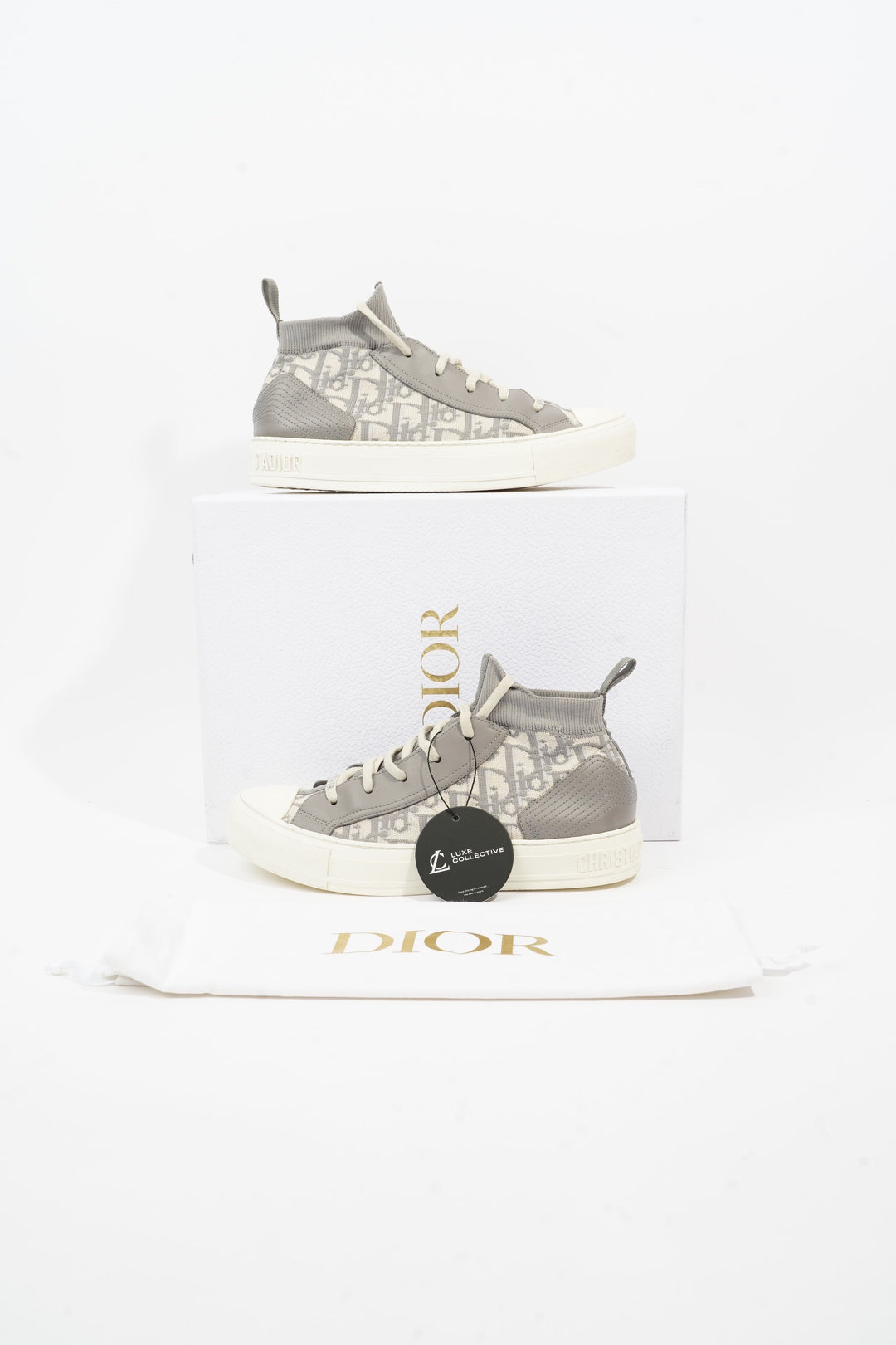 Christian Dior Walk'n'dior Grey Oblique / White Fabric EU 39.5 UK 6.5