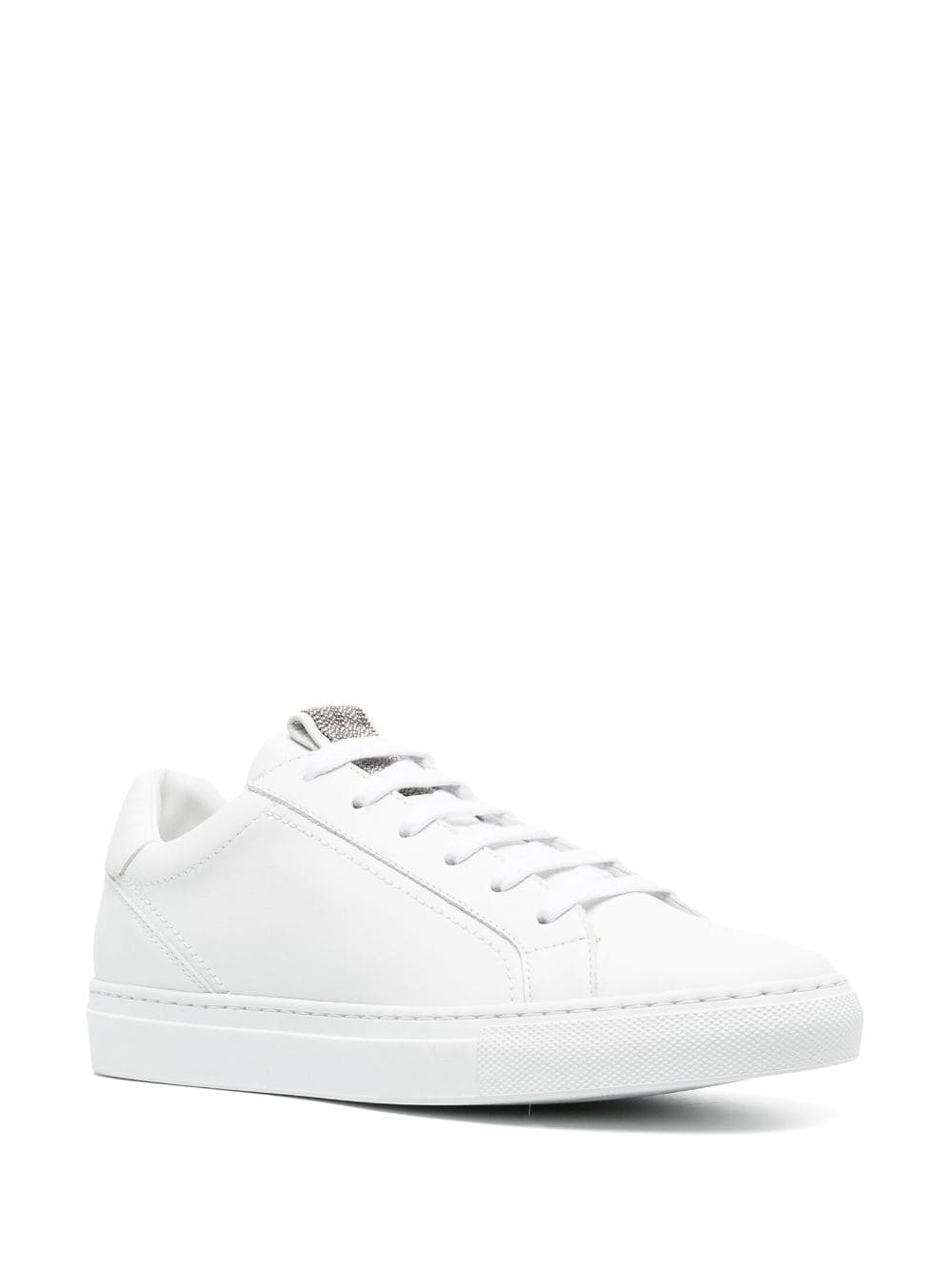 MATT CALFSKIN TRAINERS WITH PRECIOUS DETAIL