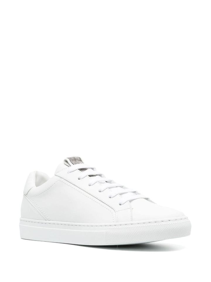MATT CALFSKIN TRAINERS WITH PRECIOUS DETAIL