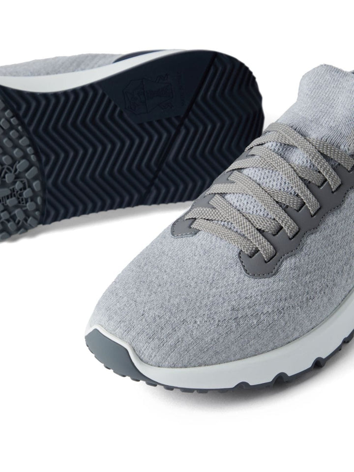 RUNNERS IN COTTON KNIT AND SEMI-GLOSSY CALF LEATHER