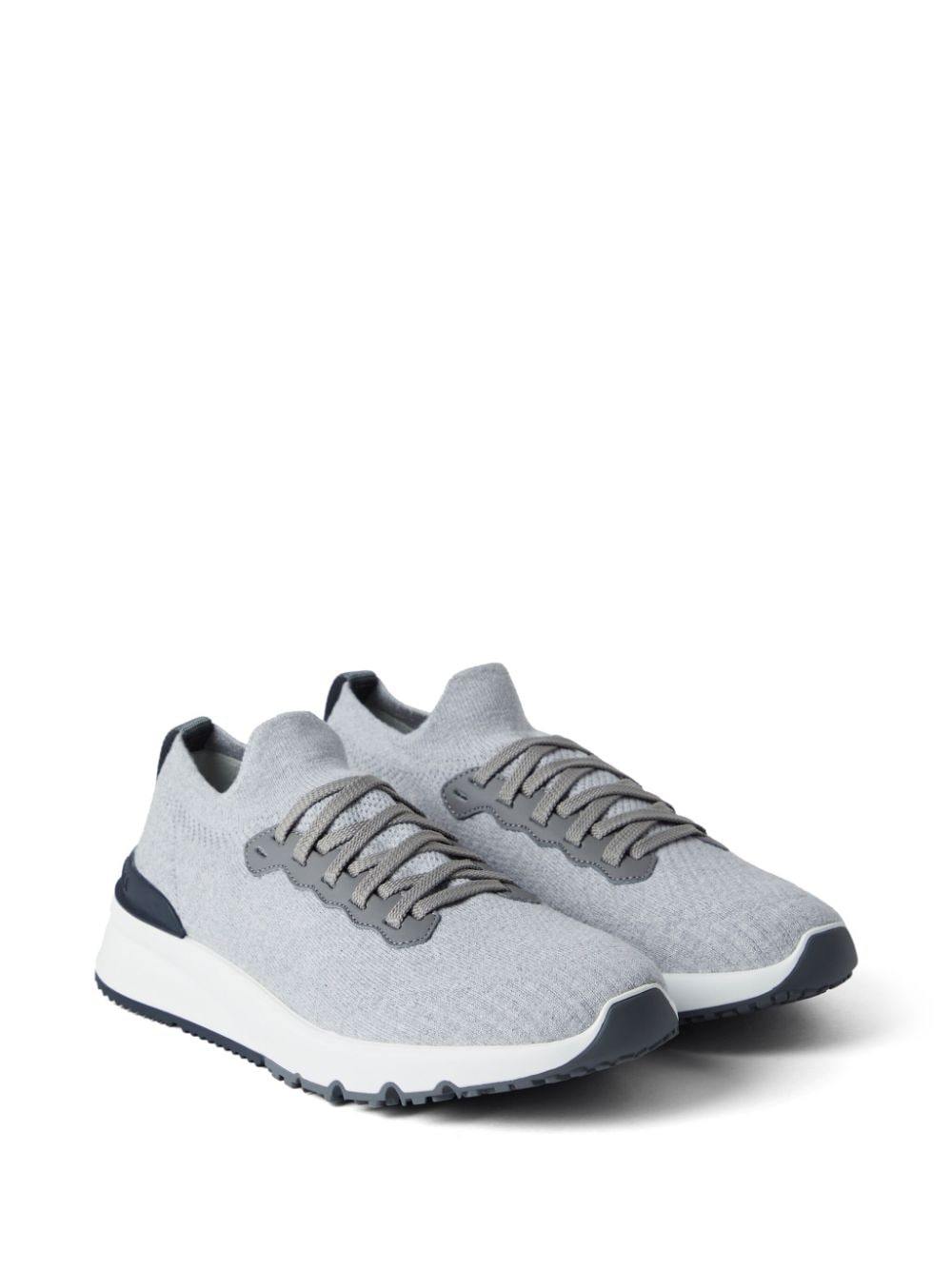 RUNNERS IN COTTON KNIT AND SEMI-GLOSSY CALF LEATHER
