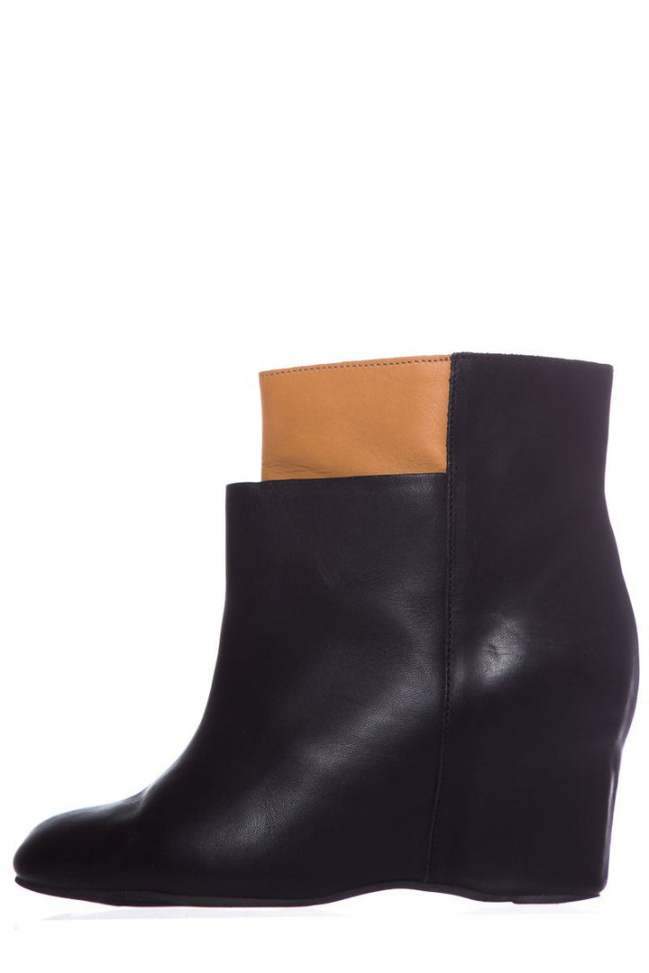 Maison Margiela Black Leather Wedge Booties SZ 38