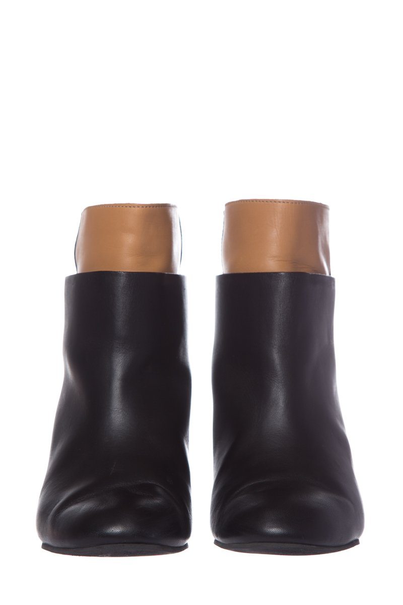 Maison Margiela Black Leather Wedge Booties SZ 38