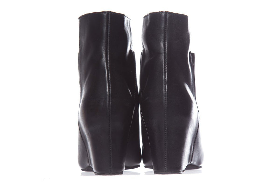 Maison Margiela Black Leather Wedge Booties SZ 38