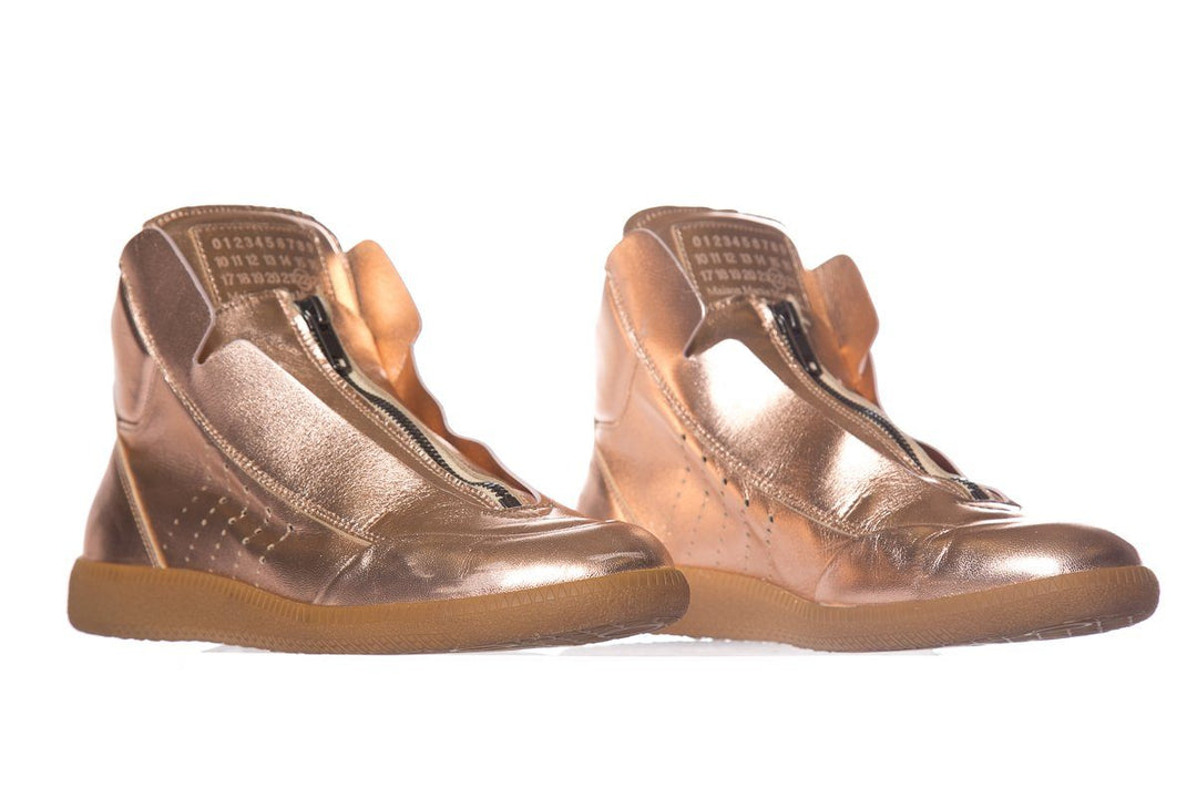 Maison Margiela Rose Gold Leather Sneakers SZ 37