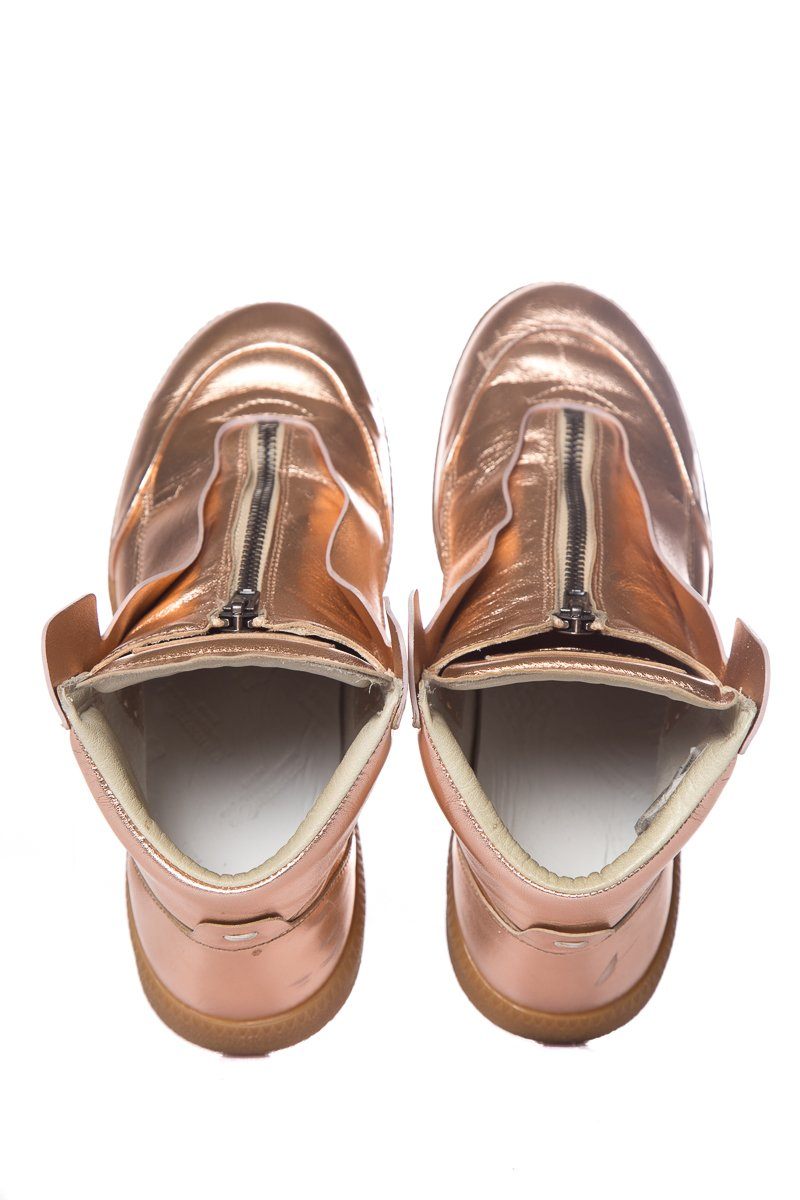 Maison Margiela Rose Gold Leather Sneakers SZ 37