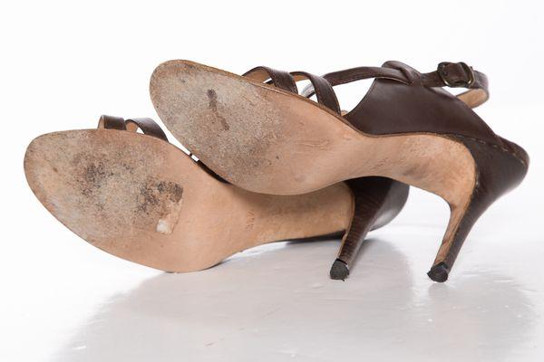 Manolo Blahnik Brown Leather Strap Sandals SZ 36.5 sale
