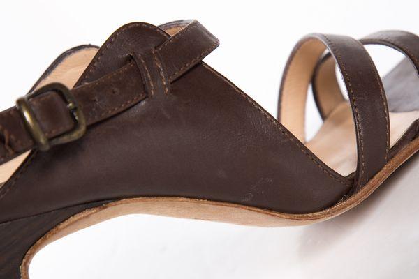 Manolo Blahnik Brown Leather Strap Sandals SZ 36.5 sale