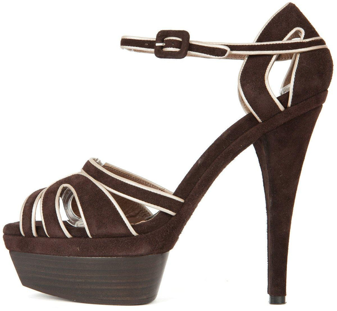 Marni 39 NWT Brown and Gray Suede Platform Ankle Strap Sandals