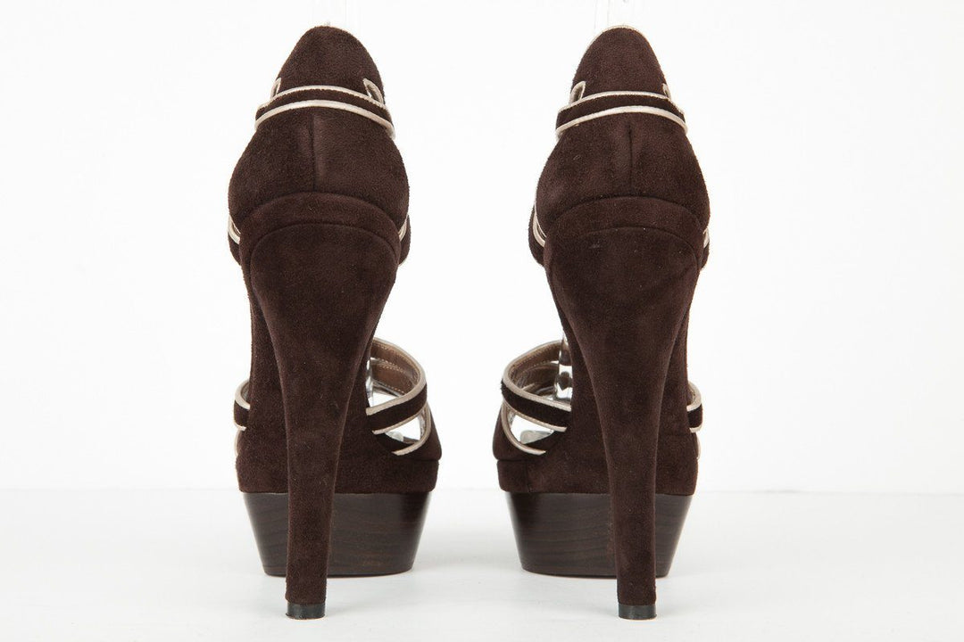 Marni 39 NWT Brown and Gray Suede Platform Ankle Strap Sandals