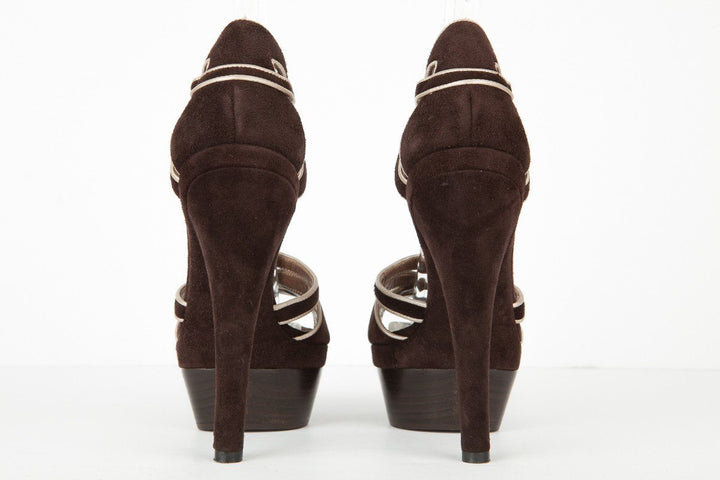 Marni 39 NWT Brown and Gray Suede Platform Ankle Strap Sandals