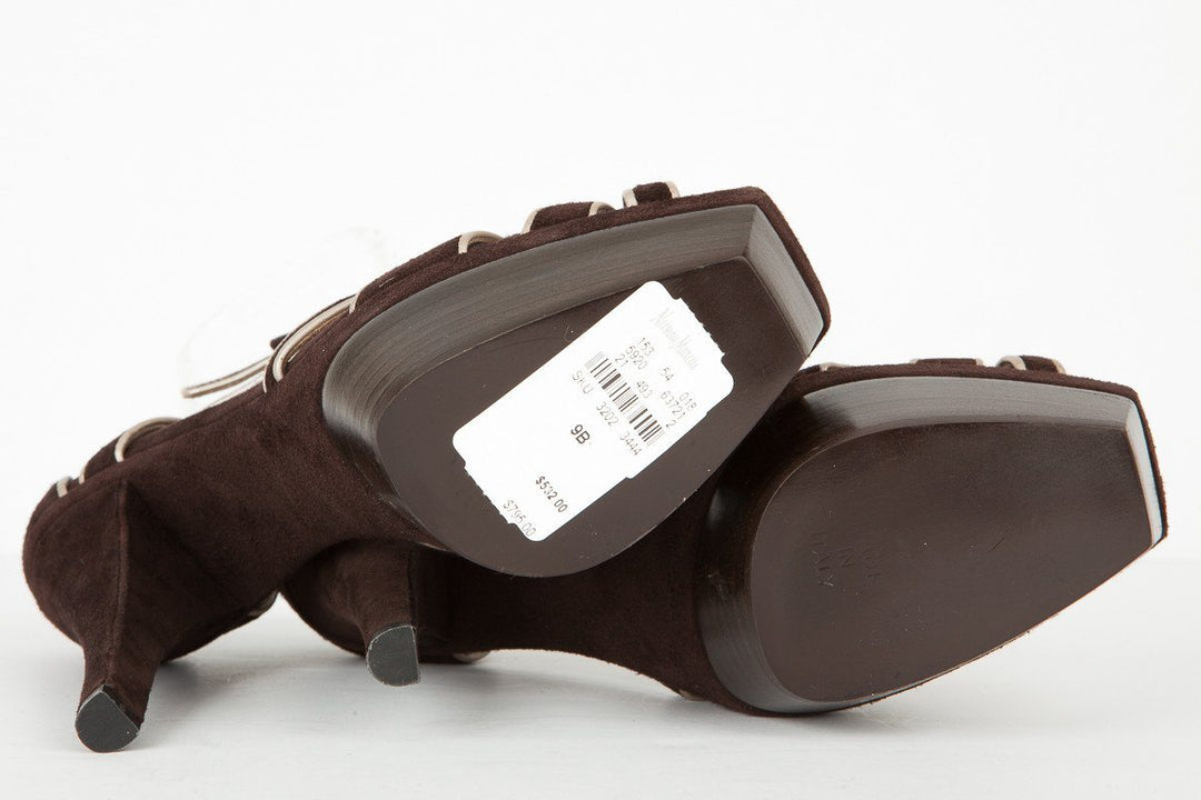 Marni 39 NWT Brown and Gray Suede Platform Ankle Strap Sandals