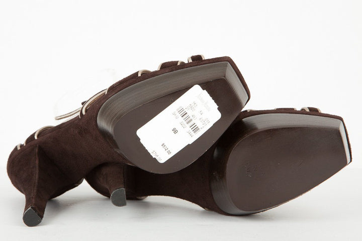 Marni 39 NWT Brown and Gray Suede Platform Ankle Strap Sandals