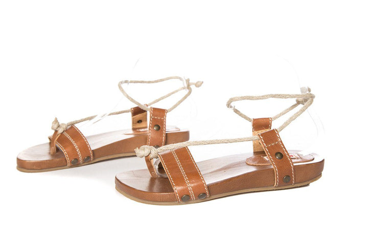 Marni Brown Flat Leather Sandals SZ 36