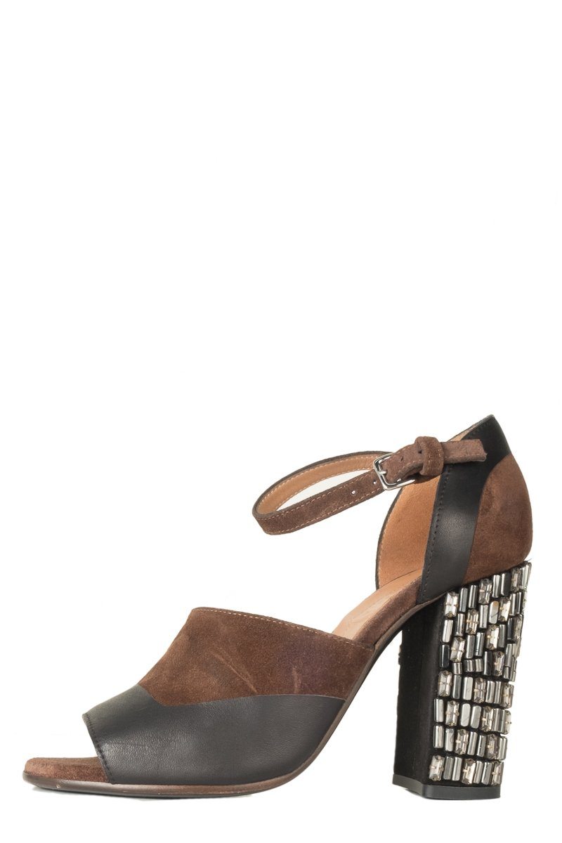 Marni Brown Suede Embellished Heels 39