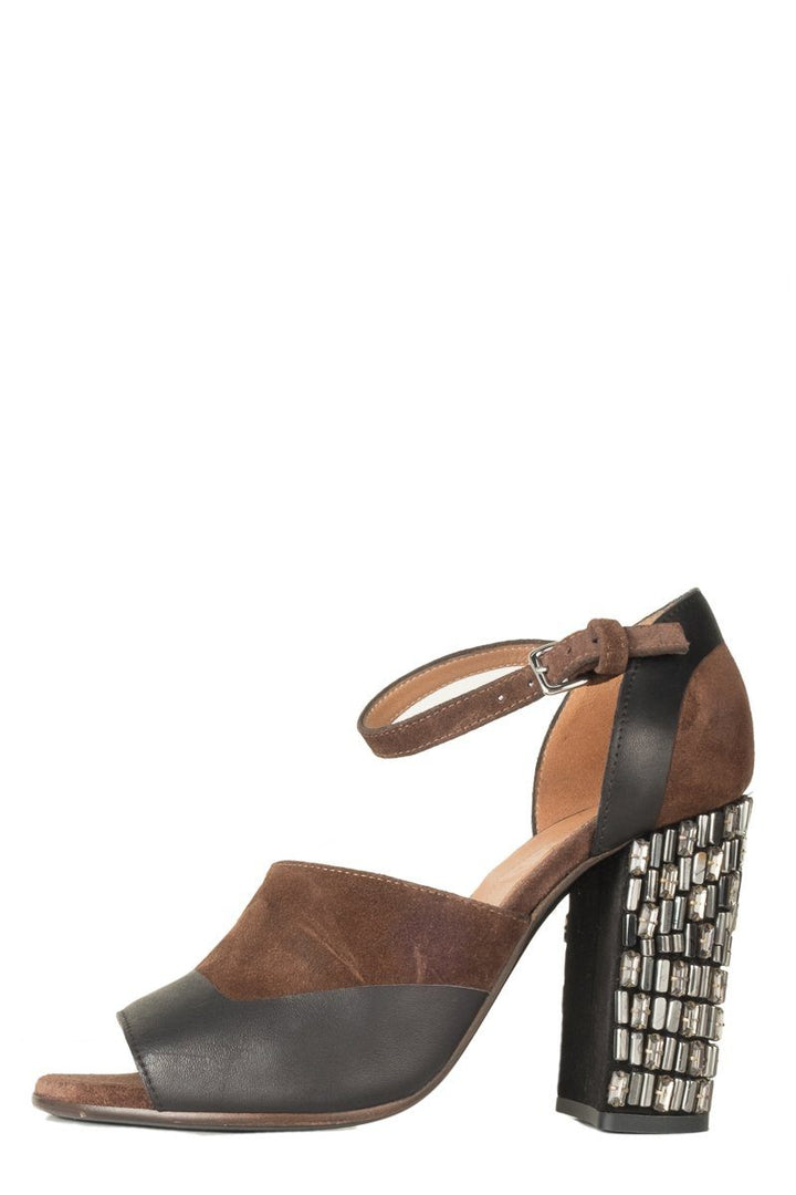 Marni Brown Suede Embellished Heels 39